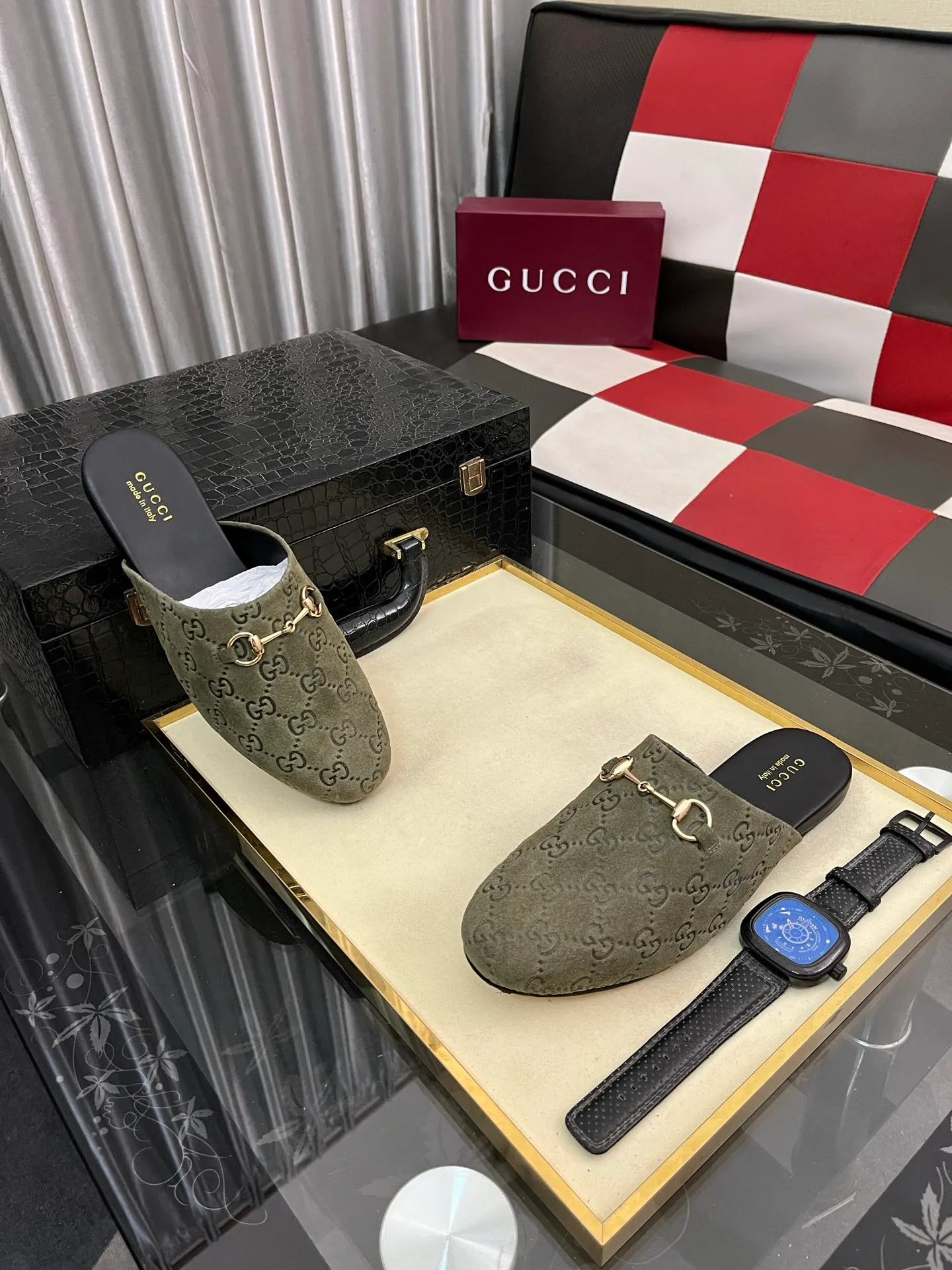 Men's shoes 💰480⌚️⌚️[Gucci] 2024 new season half-slip men's shoes, made of Italian imported first-layer frosted cowhide➕sheepskin lining, original hardware buckle, original combination wear-resistant outsole, real shot 🎬 Very comfortable on the feet, size 36-44